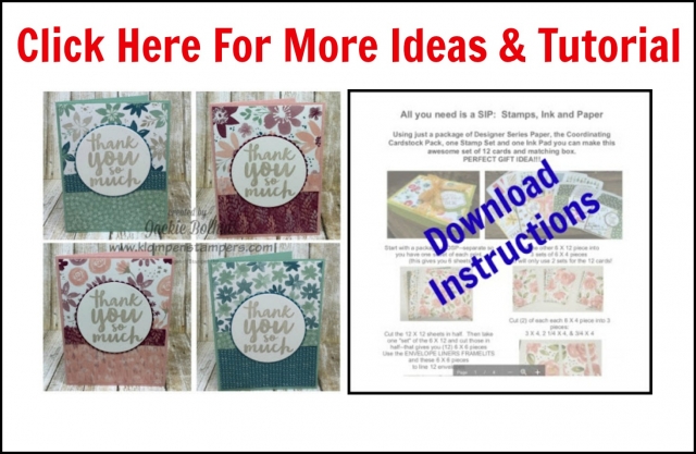 Instructions for these quick & easy cards using Stampin' Up! Designer Series Paper and a greeting. 