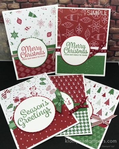 Quick & Easy Christmas cards using Be Merry DSP and Snowflake Sentiments from Stampin' UP!
