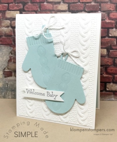 Baby Card using Stampin' Up! Smitten Mittens stamp set bundle. Quick and easy. Details on blog.