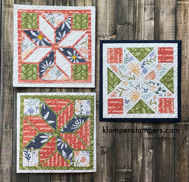 Tips & Video for using the Quilt Builder Framelits. You can get so many different looks when combined with Christmas Quilt stamp set by Stampin' Up!