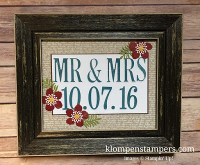 Wedding gift using Stampin' Up! Large Letters Framelits and Letters for You stamp set.