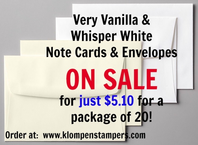 Stampin' Up! Note Cards & Envelopes on sale. Just 50 cents for a note card + envelope!