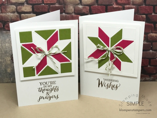 Note cards made using the Stampin' Up! Christmas Quilt Bundle and Rose Wonder stamp set