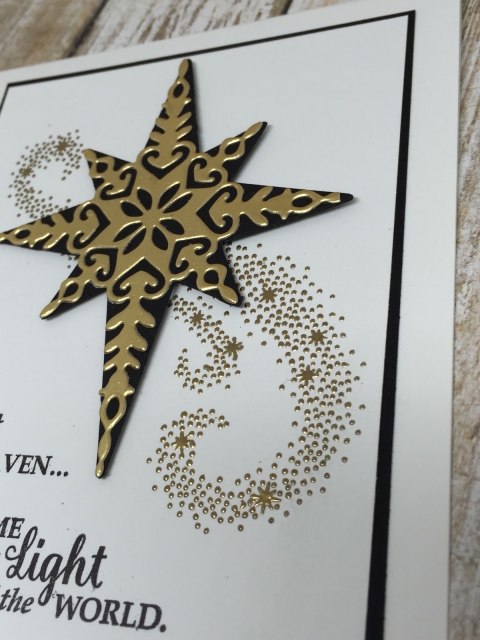 Easy Christmas card using Stampin' Up! Star of Light stamp set & Starlight Thinlits