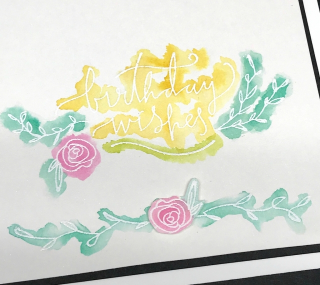 Emboss Resist watercoloring technique using Stampin' Up! Happiest of Days stamp set