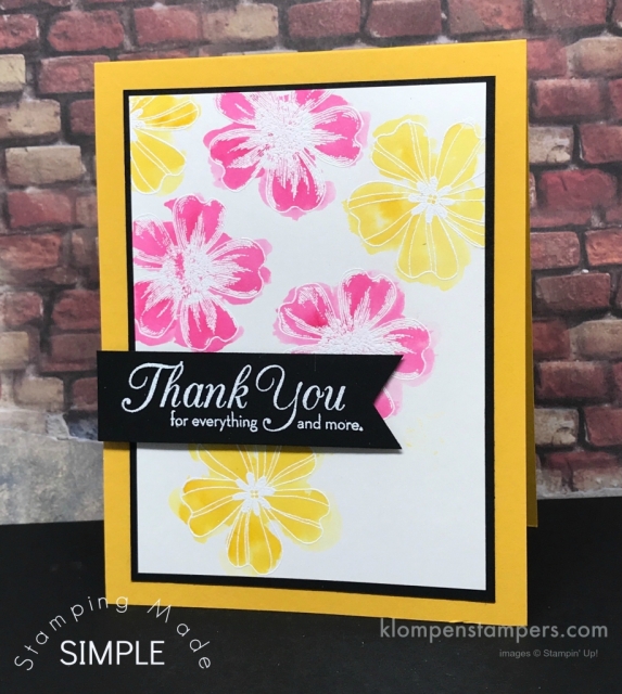 Emboss Resist watercoloring technique using Stampin' Up! Flower Shop stamp set