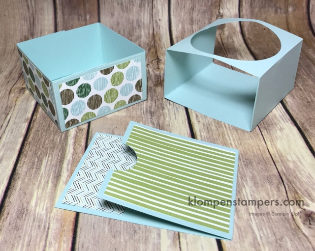 Box to hold coffee candle and coffee gift card using Stampin' Up! Coffee Cafe set. Video and directions posted.