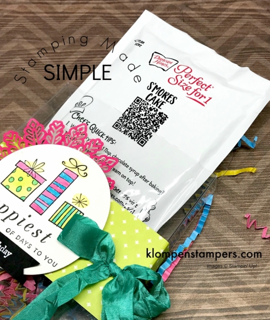 Fun birthday surprise--cake in a mug packet in an Acetate Card Box from Stampin' Up!