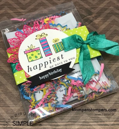 Fun birthday surprise--cake in a mug packet in an Acetate Card Box from Stampin' Up!
