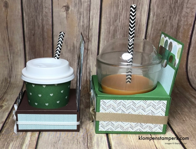 Instructions for mini coffee cup gift card holder using Stampin' Up! Coffee Break Designer Series Paper