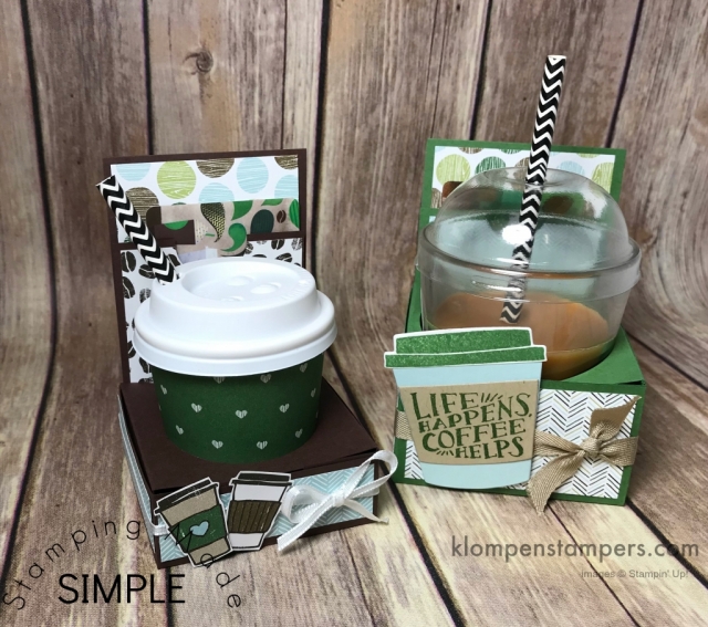 Instructions for mini coffee cup gift card holder using Stampin' Up! Coffee Break Designer Series Paper