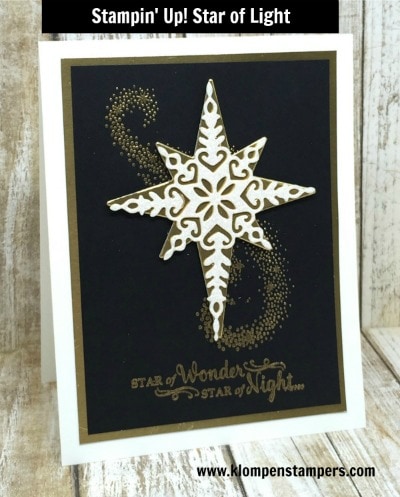 Easy Christmas card using Stampin' Up! Star of Light stamp set & Starlight Thinlits