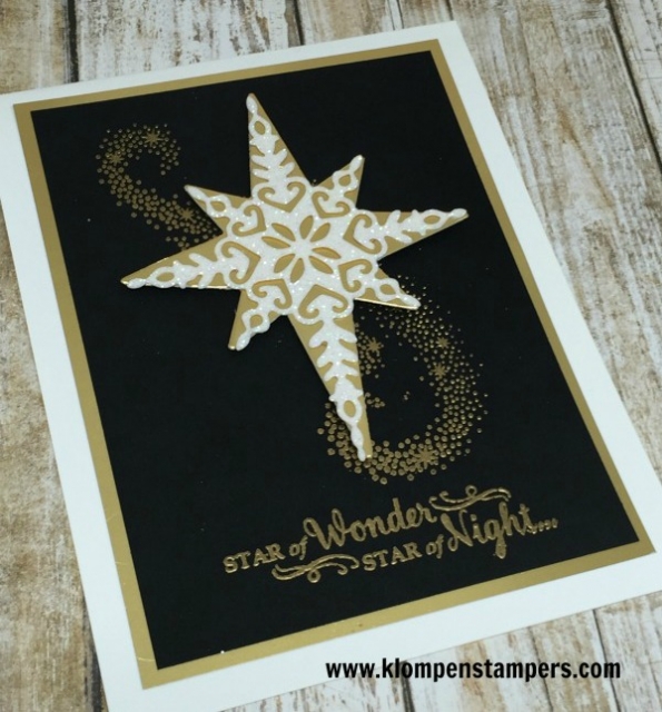 Easy Christmas card using Stampin' Up! Star of Light stamp set & Starlight Thinlits