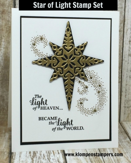 Easy Christmas card using Stampin' Up! Star of Light stamp set & Starlight Thinlits