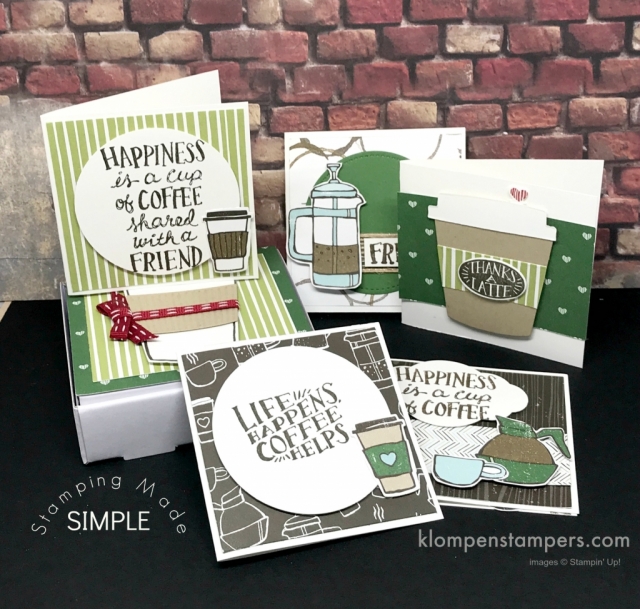 Coffee Cafe perfect for a pizza box filled with 3" x 3" notecards.