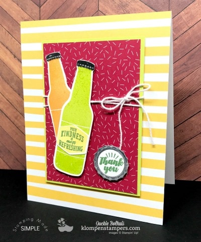 Quick & easy project using the Bubble Over stamp set andBottles & Bubbles Framelits. All details are posted at klompenstampers.com