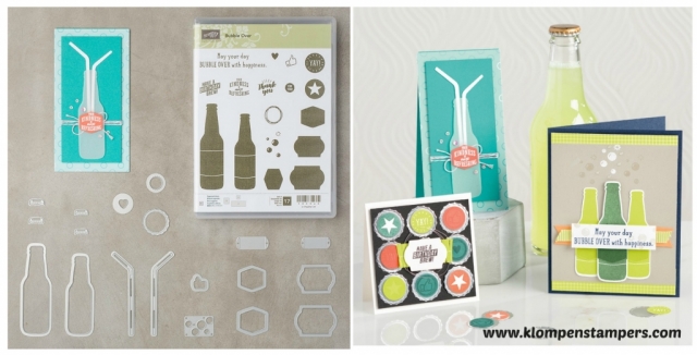 Quick & easy project using the Bubble Over stamp set andBottles & Bubbles Framelits. All details are posted at klompenstampers.com