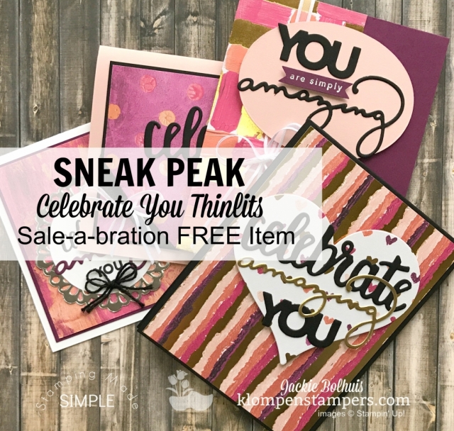 Celebrate You Thinlits available January 3, 2018 as a free Sale-a-bration item with a $100 purchase