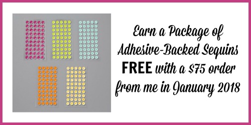 My January 2018 gift with purchase using Host Code. Brand new adhesive backed sequins
