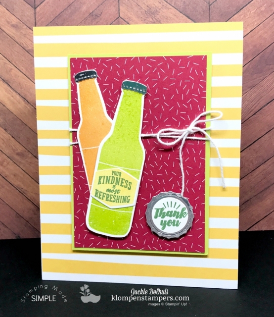 Quick & easy project using the Bubble Over stamp set andBottles & Bubbles Framelits. All details are posted at klompenstampers.com