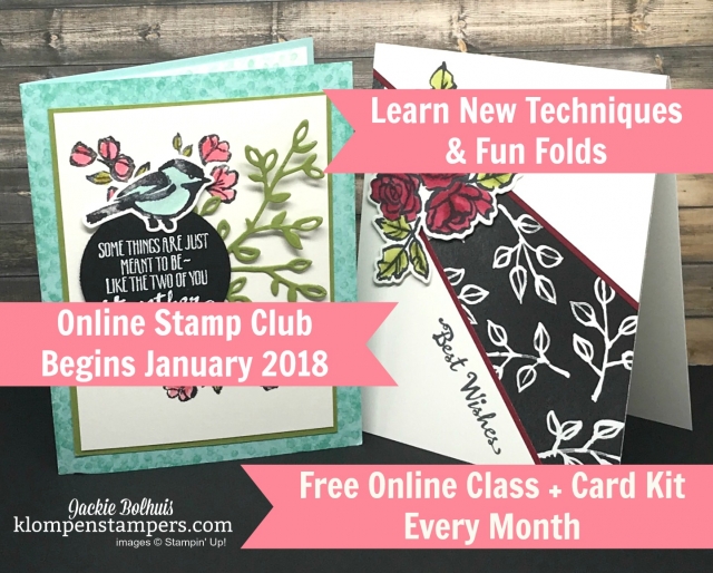 Online stamping club. Monthly online stamping class that includes a new technique and creative/fun fold. Now accepting members.