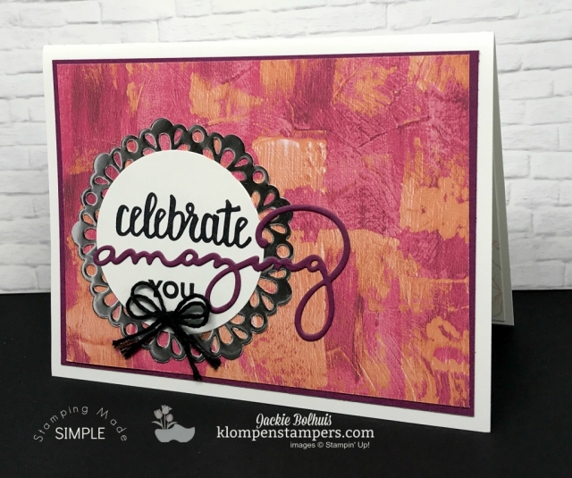 Amazing You & Celebrate You Thinlits coordinate together and are both FREE with a purchase during Sale-a-bration. Details at klompenstampers.com