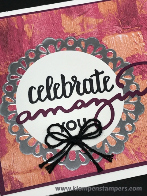 Amazing You & Celebrate You Thinlits coordinate together and are both FREE with a purchase during Sale-a-bration. Details at klompenstampers.com