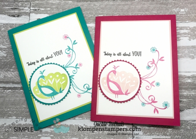 Beautiful Peacock makes quick and easy cards. Get this set for FREE during Sale-a-bration