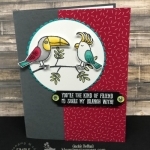 Adorable card using Bird Banter stamp set colored with Stampin' Blends. Super easy and so fun and bold. Details at klompenstampers.com
