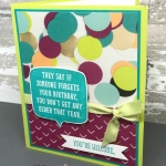 Quick & easy Birthday Card with Birthday Wit stamp set and Picture Perfect DSP. Details at Klompenstampers.com