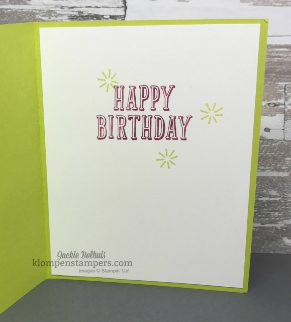 Quick & easy Birthday Card with Birthday Wit stamp set and Picture Perfect DSP. Details at Klompenstampers.com