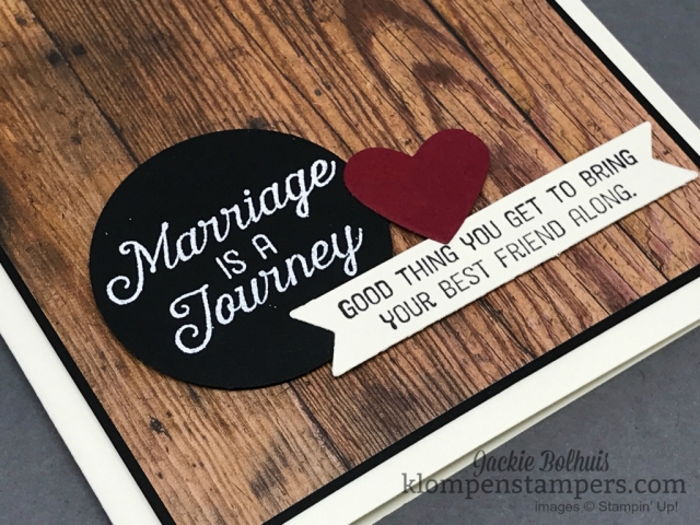 Special wedding card using Flourishing Phrases stamp set. Details posted at klompenstampers.com