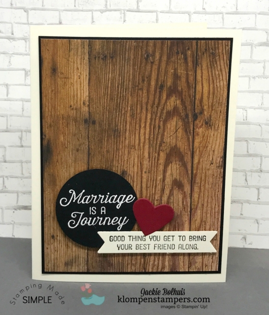 Special wedding card using Flourishing Phrases stamp set. Details posted at klompenstampers.com