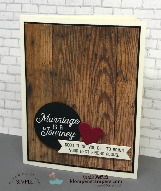 Special wedding card using Flourishing Phrases stamp set. Details posted at klompenstampers.com