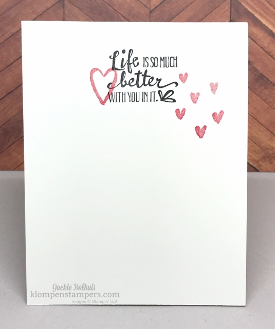 Quick & easy card using Heart Happiness stamp set by Stampin' Up! Details posted at klompenstampers.com
