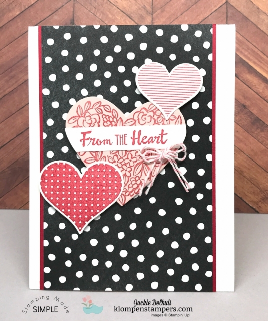 Quick & easy card using Heart Happiness stamp set by Stampin' Up! Details posted at klompenstampers.com