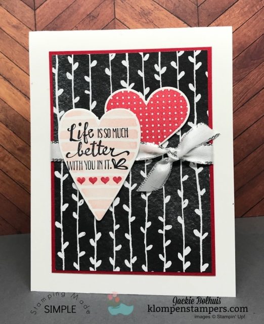 Quick & easy card using Heart Happiness stamp set by Stampin' Up! Details posted at klompenstampers.com