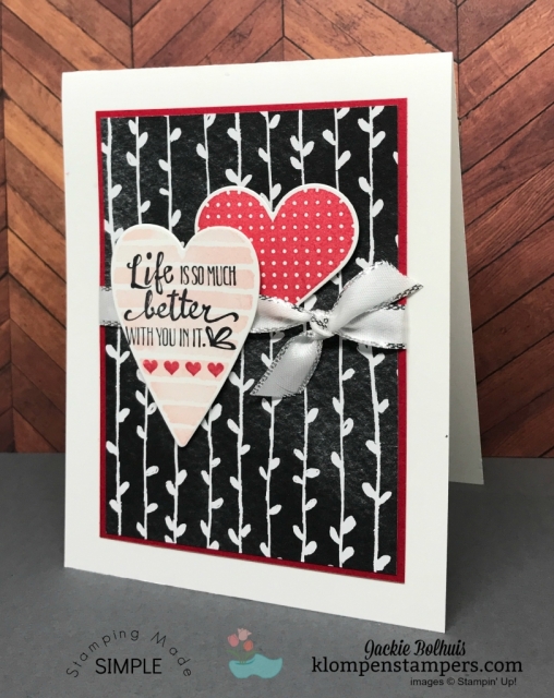Quick & easy card using Heart Happiness stamp set by Stampin' Up! Details posted at klompenstampers.com