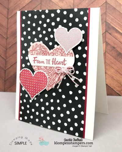 Quick & easy card using Heart Happiness stamp set by Stampin' Up! Details posted at klompenstampers.com