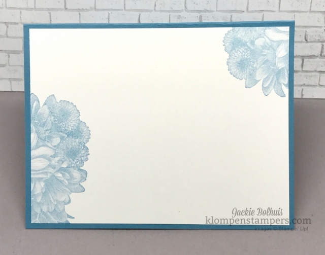 Quick & easy thinking of you card using Heartfelt Blooms stamp set. Details at klompenstampers.com