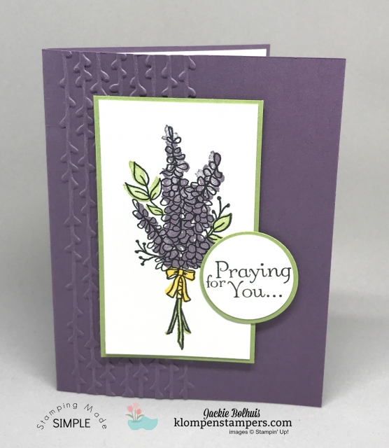 Quick stamping tips while make quick and easy card using Lots of Lavender stamp set. All card details at klompenstampers.com