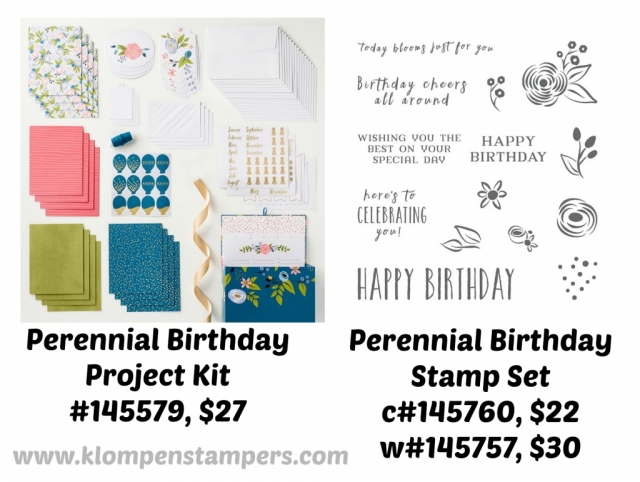 Purchase the Perennial Birthday Kit & Stamp Set and receive a Bonus Card kit to make 4 additional cards that just use the stamp set.