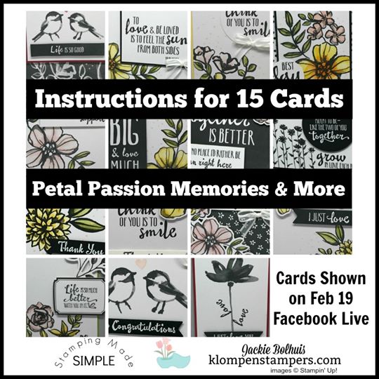 Tutorial for 15 cards using the Petal Passion Memories and More Card Pack