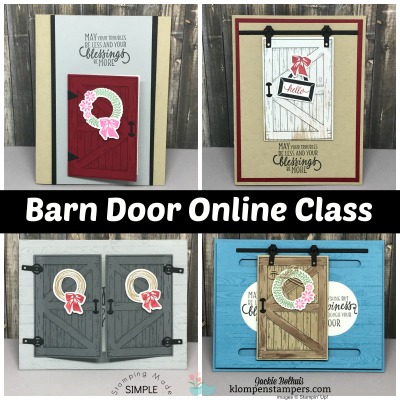 Online stamping class using Barn Door. FREE card kit and class with purchase