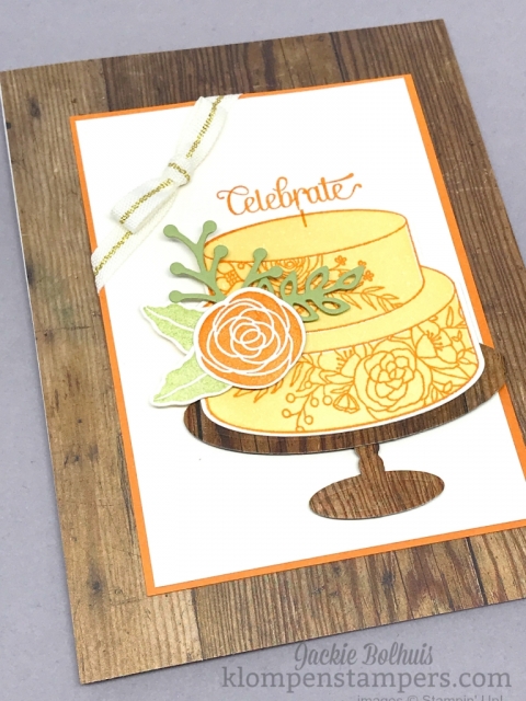 Cake Soiree stamp set and Sweet Cake Framelits card made by Jackie Bolhuis, Klompenstampers.com