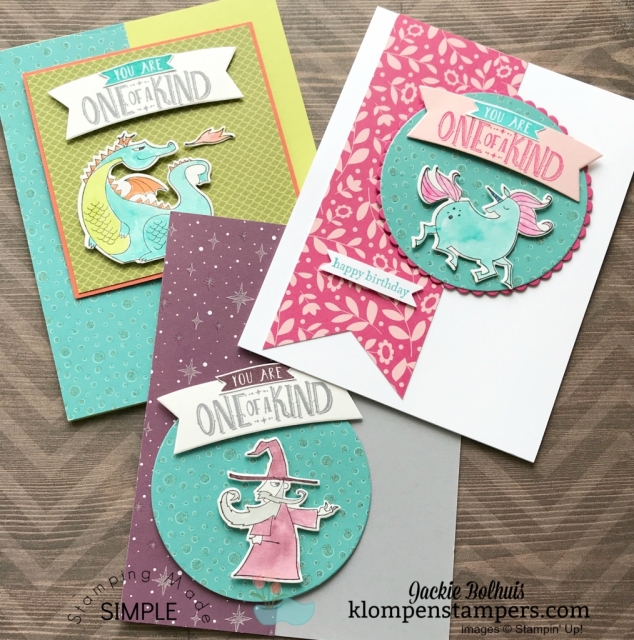 Birthday cards for kids using Magical Day Bundle. By Jackie Bolhuis, klompenstampers.com