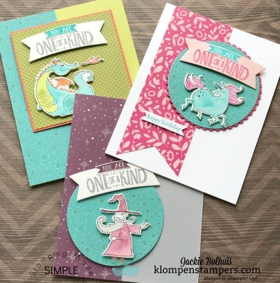 Birthday cards for kids using Magical Day Bundle. By Jackie Bolhuis, klompenstampers.com