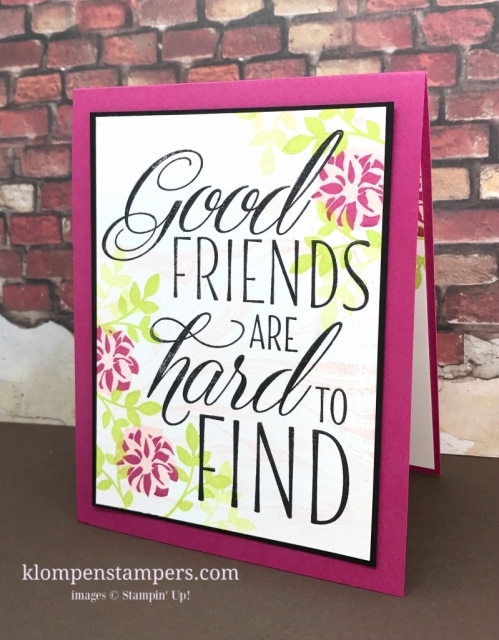 Video tips for stamping with large background stamps while using the Lovely Friends stamp set.