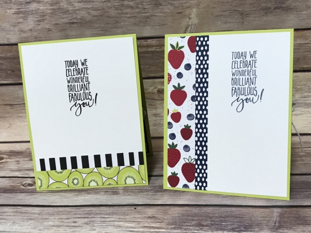 Quick & easy cards made using Tutti-Fruitti Designer Series Paper. Stamping Quick Tip video posted showing how easy to make.