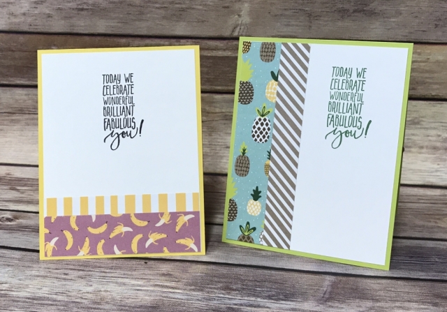 Quick & easy cards made using Tutti-Fruitti Designer Series Paper. Stamping Quick Tip video posted showing how easy to make.